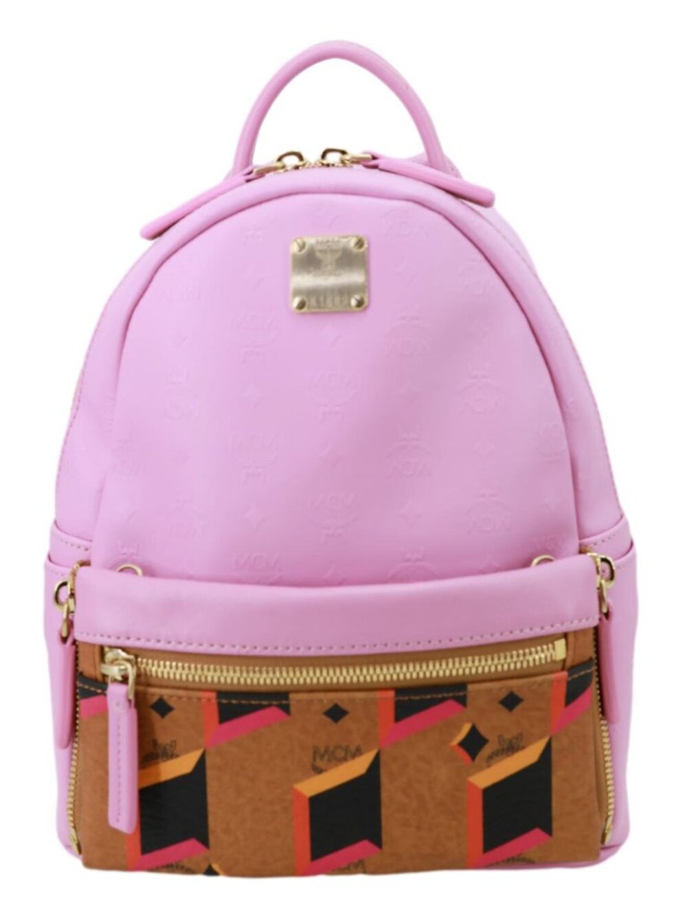 MCM  Visetos Leather Backpack Pink